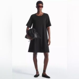 COS Flared Mini Black T-Shirt Dress - Size M